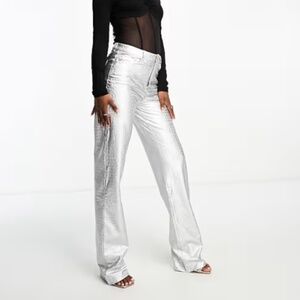 Naked Wolfe Croc Embossed Silver Pants